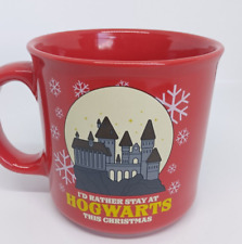 Harry Potter 20oz I'd rather Stay at Hogwarts Christmas Red Coffee Mug Tea Cup picture
