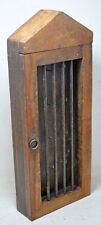 Vintage Wooden Tall Wall Hanging Key Cabinet Box Original Old Hand Crafted picture