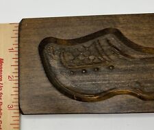 Vintage Dutch Hand Carved Holland Wood Shoe Cookie Mold Biscuit Form (M37) picture