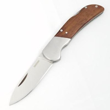 Kershaw Baseman Pocket Knife Lockback Brown Wooden Handle Stainless Folding picture
