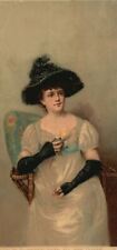 1880s-90s Victorian Woman in Black Hat Rose Sweeter Than All The RosesTrade Card picture