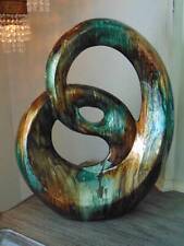 stunning large CERAMIC ABSTRACT INFINITY SCULPTURE browns greens 19 1/2