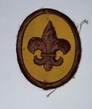 VTG Boy Scouts BSA Patch Brown Fleur-de-Lis Yellow Background 2 1/2