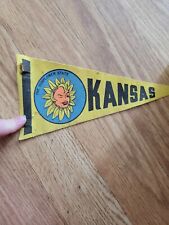 Vintage Small Kansas Pennant The Sunflower State Yellow Felt Travel Souvenir picture