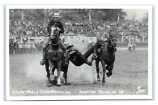 Postcard Claude Morris Steer Wrestling Pendleton OR Round Up 1948 RPPC A49 picture