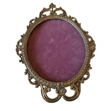Ornate Oval Victorian Metal Brass Frame Italian Made Vintage 17 x 12 picture