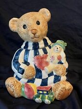 Vintage OND Cookie Jar Bear With Striped Clothes And Bunny And Train picture
