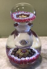 Vtg Murano Art Glass Millefiori Paperweight Perfume Bottle Inkwell Red White Blu picture