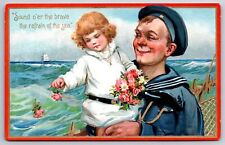 Brundage Patriotic~Decoration Day~Sound O'er The Brave~Sailor Holds Child~TUCK picture