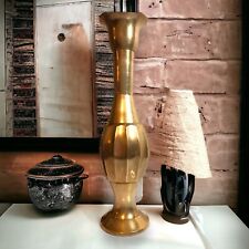Brass Vase 12in Tall Vintage Minimalist Made In India Mid-Century Modern Decor picture