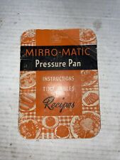 Vintage 1946 Mirro-Matic Pressure Pan Instructions Time Tables and Recipes Book picture