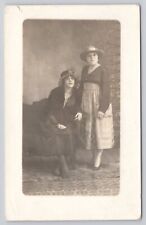 Young Ladies with Fancy Hats Long Dresses Laced Boots c1904-1918 RPPC Postcard picture