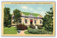 c1940's Public Library Mirror Lake Park St. Petersburg Florida FL Postcard picture
