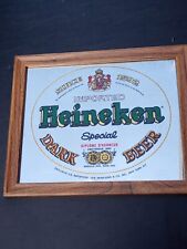 Vintage Heineken Special Dark Beer Mirror Bar Sign - 17” x 14”  picture