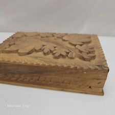 Vintage Hand Carved Wooden Leaves Trinket/Jewelry Box Hinged picture