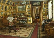 Dream-art Oil painting Johan-Krouthen-The-Library man reading in studio canvas picture