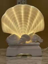 ART DECO REVIVAL 1980's Clam Shell Ceramic Lamp Iridescent hollywood regency picture