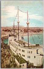 Ship Cabrillo And Pier Venice California CA American Cafe Old Spanish Postcard picture