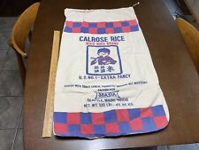 Vintage Seattle Calrose 100 Lb Rice Cloth Sack Bag *Rare find* (17