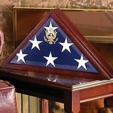 DISPLAY CASE MEMORIAL COFFIN BURIAL FLAG WALNUT WOOD MILITARY SHADOW BOX  picture