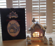 Encore Snow Buddies Snowville THE HAT SHOP Village Collection Figures & Box Vtg picture
