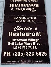 Front Strike Matchbook Cover  Christo’s Restaurant  Lake Mary, Florida   gmg picture