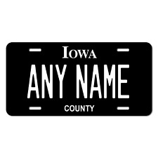 Personalized Iowa Black License Plate 5 Sizes Mini to Full Size  picture