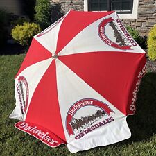 Budweiser Bud Clydesdale Beach Patio Canvas Umbrella Red White Blue 7 Feet Wide picture