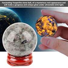 Natural Yooperlite Flame Fire Stone Rock Crystal Ball Under UV Very Bright 40mm picture