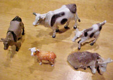 Miniature Vintage Plastic Cows and Calves Figurines - set of 5 picture