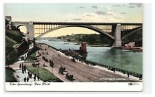 Postcard NY New York Washington Bridge Speedway Harlem River People Aerial View picture