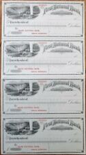Helena, MT First National Bank 1880s Checks, Uncut Sheet of Four to St. Paul, MN picture