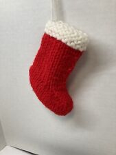 Hand Knit Small Christmas stocking Ornament Small Red picture