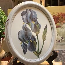 Beautiful Iris’s~Professional Framed/Non Glare Glass/Oval Frame~White Washed~ picture