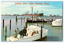 c1950's Fishin's Fine Speed Boat Family Fishing Port Aransas Texas  TX Postcard picture