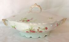 RARE c1890s CMC GMC LIMOGES PINK ROSES COVERED VEGETABLE DISH TUREEN, EXLNT COND picture