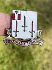 ANTIQUE US ARMY 54TH ENGINEER BATTALION ESSAYONS FAISONS ENAMEL PIN BADGE WW2? picture