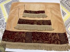 VTG Croscill 3 Piece Towel Set Gold W/Burgundy & Tassel Accents Lovely picture