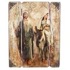 Holy Family on Donkey La Posada 15 inch Wood Picture Plaque Wall Decor Hanging picture