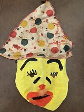 Vintage 1940’s Creepy Clown Mask W/Bell Gauze Cheesecloth Halloween RARE  picture