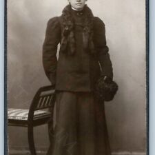 c1910s Aalborg, Denmark Lovely Woman Hat CDV Cute Young Lady Real Photo H1 picture