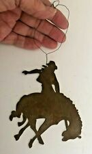 NOS Vtg Rusty TIN Metal COWBOY BUCKING BRONCO Horse DECOR ORNAMENT DieCut Hang 1 picture
