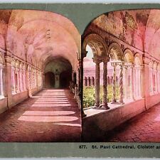 c1900s Rome, Italy St. Paul Cathedral Cloister Garden Stereoview Cool Church V36 picture
