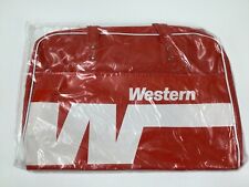 Vintage WESTERN Airlines Travel Bag Vinyl Zippered Red NOS Rare picture