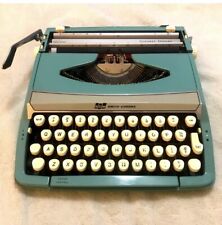 Vintage 1960s Smith Corona Corsair Deluxe Portable Typewriter In Robin Egg Blue picture