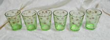 EAPG Victorian Green Tumbler 10 0z Hand Painted Floral Optic Glass Lot of 6 picture