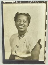 Vtg Studio Booth Photo Pretty African American Woman Victory Rolls Hair Sepia picture