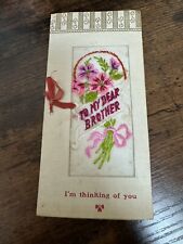 To My Dear Brother Memorial Card Embroidery Flowers 100+ Years Old picture