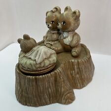 Vintage Musical Wind up  Bear Family Cub's Cradle Turns Baby Shower WORKS picture
