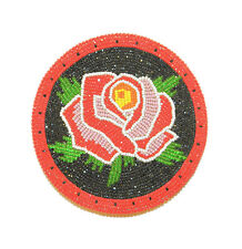 SHOSHONE BEADED BELT BUCKLE WITH TRADITIONAL ROSE DESIGN picture